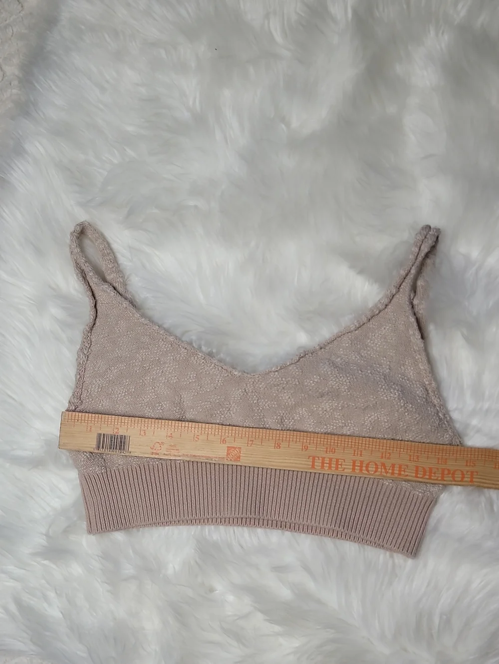 FP Beach Boho Crop Top Beige Knit Small